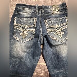 Rock Revival Tomshi Dark Blue Embroidered Back Pocket Jeans